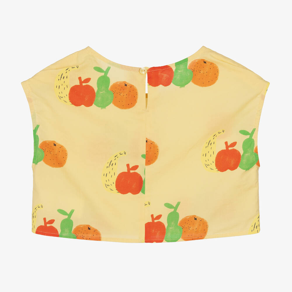 The Animals Observatory-Желтый хлопковый топ с фруктами | Childrensalon Outlet