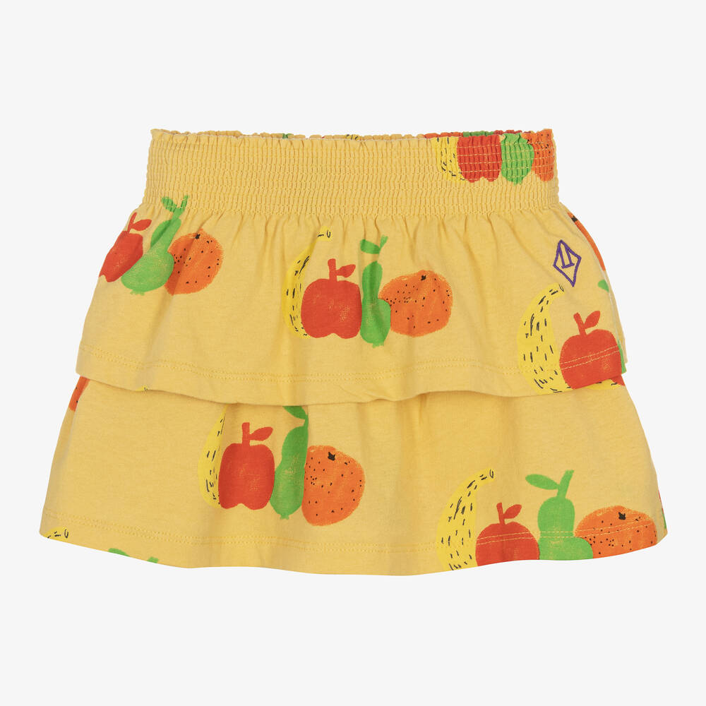 The Animals Observatory - Желтая хлопковая юбка-шорты с фруктами | Childrensalon