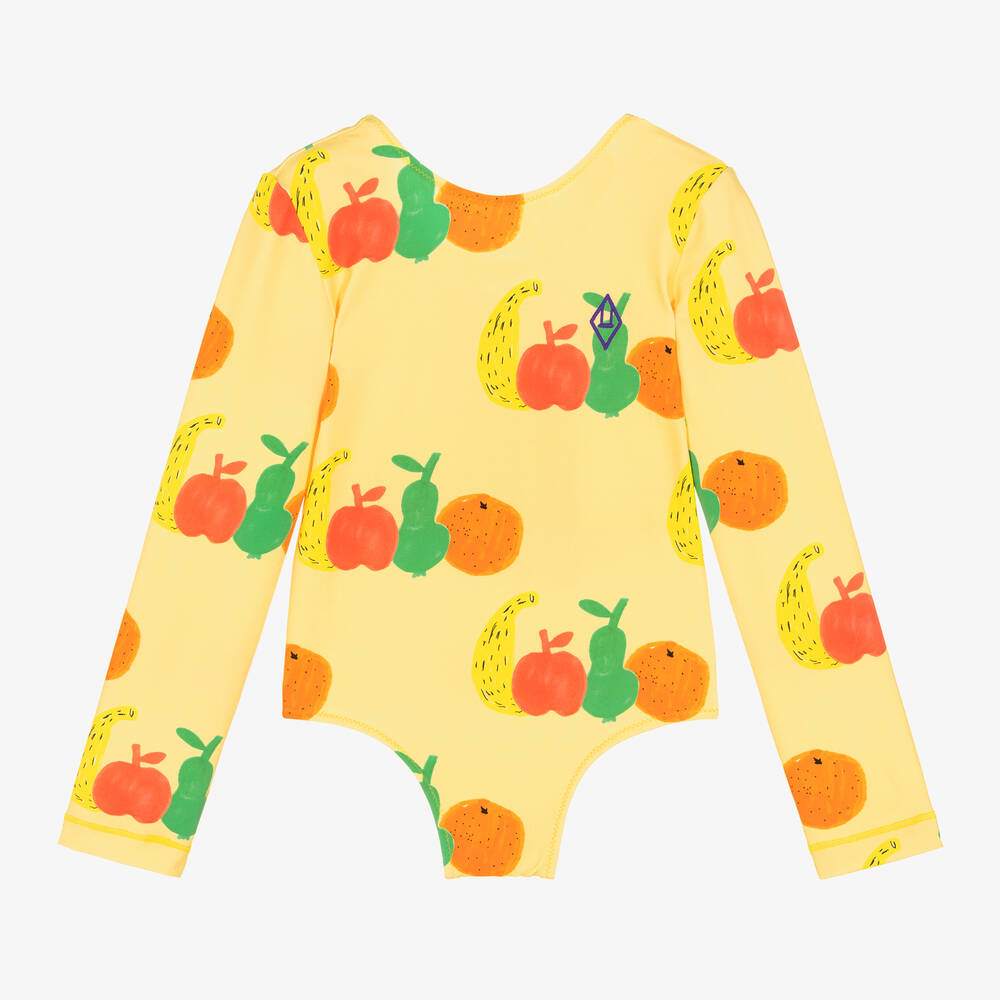 The Animals Observatory - Girls Yellow Fruit Print Swimsuit | Childrensalon