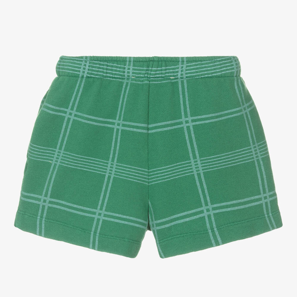 The Animals Observatory-شورت قطن جيرسي كاروهات لون أخضر | Childrensalon Outlet