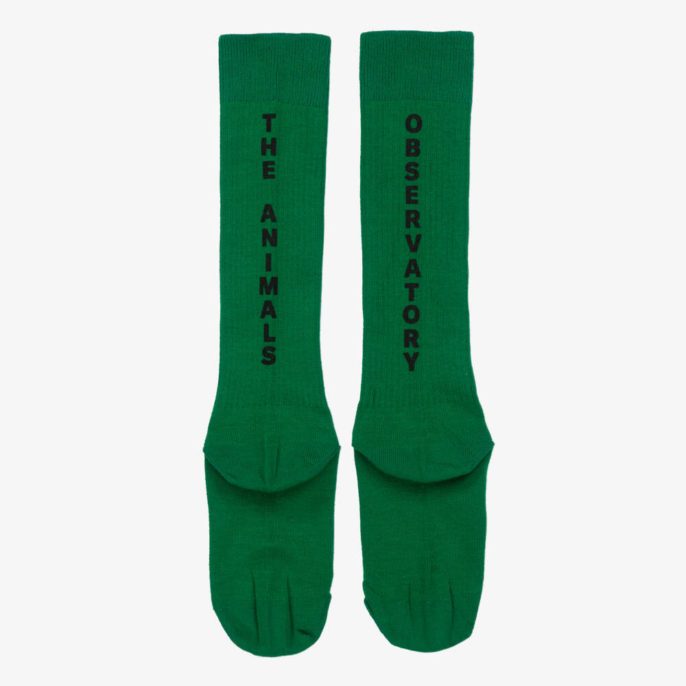 The Animals Observatory-Green Cotton Knee-High Socks | Childrensalon Outlet