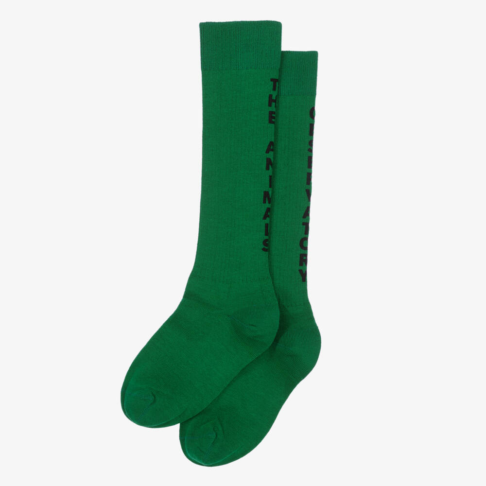 The Animals Observatory-Green Cotton Knee-High Socks | Childrensalon Outlet