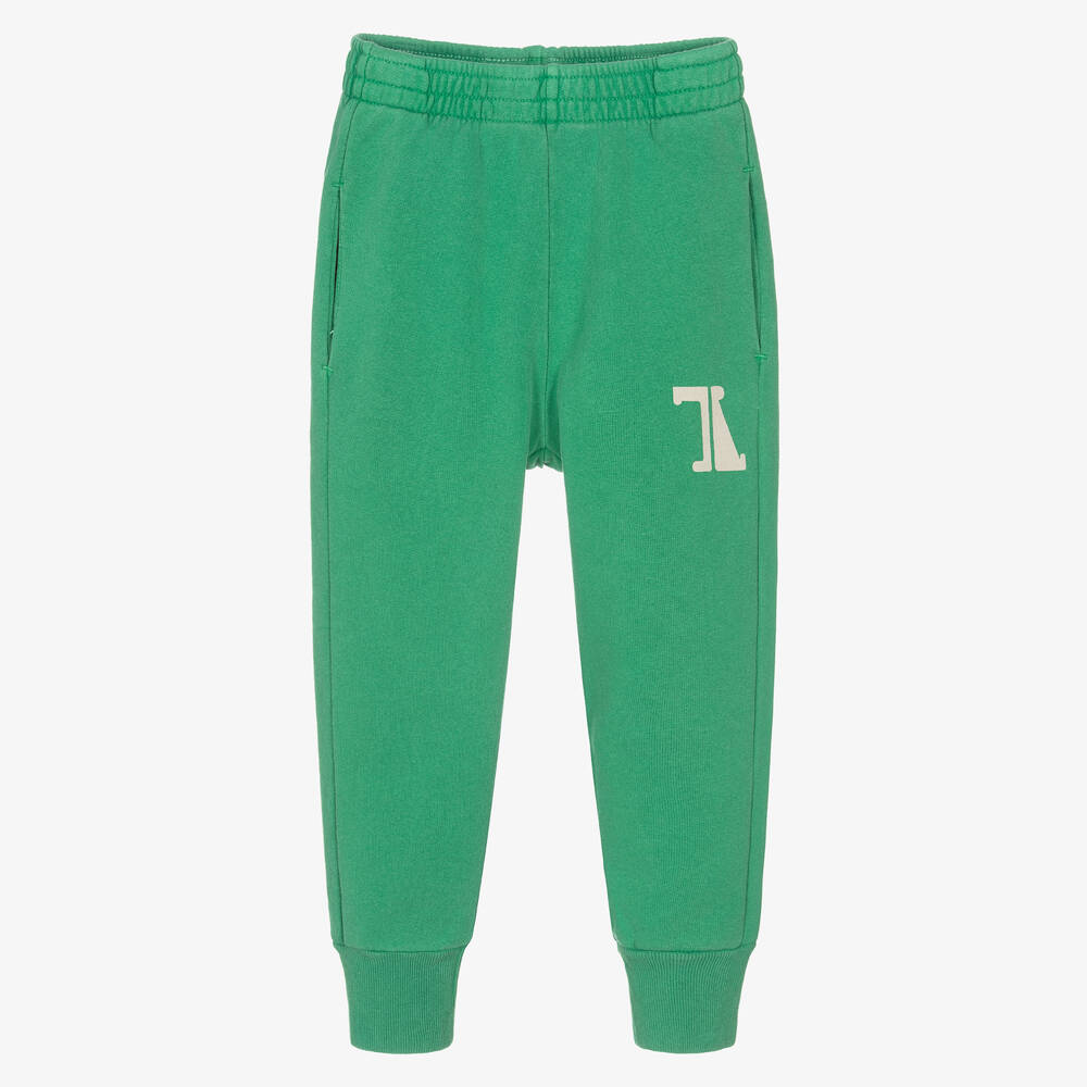 The Animals Observatory - Green Cotton Logo Joggers | Childrensalon