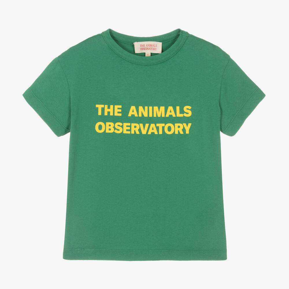 The Animals Observatory-Green Cotton T-Shirt | Childrensalon Outlet