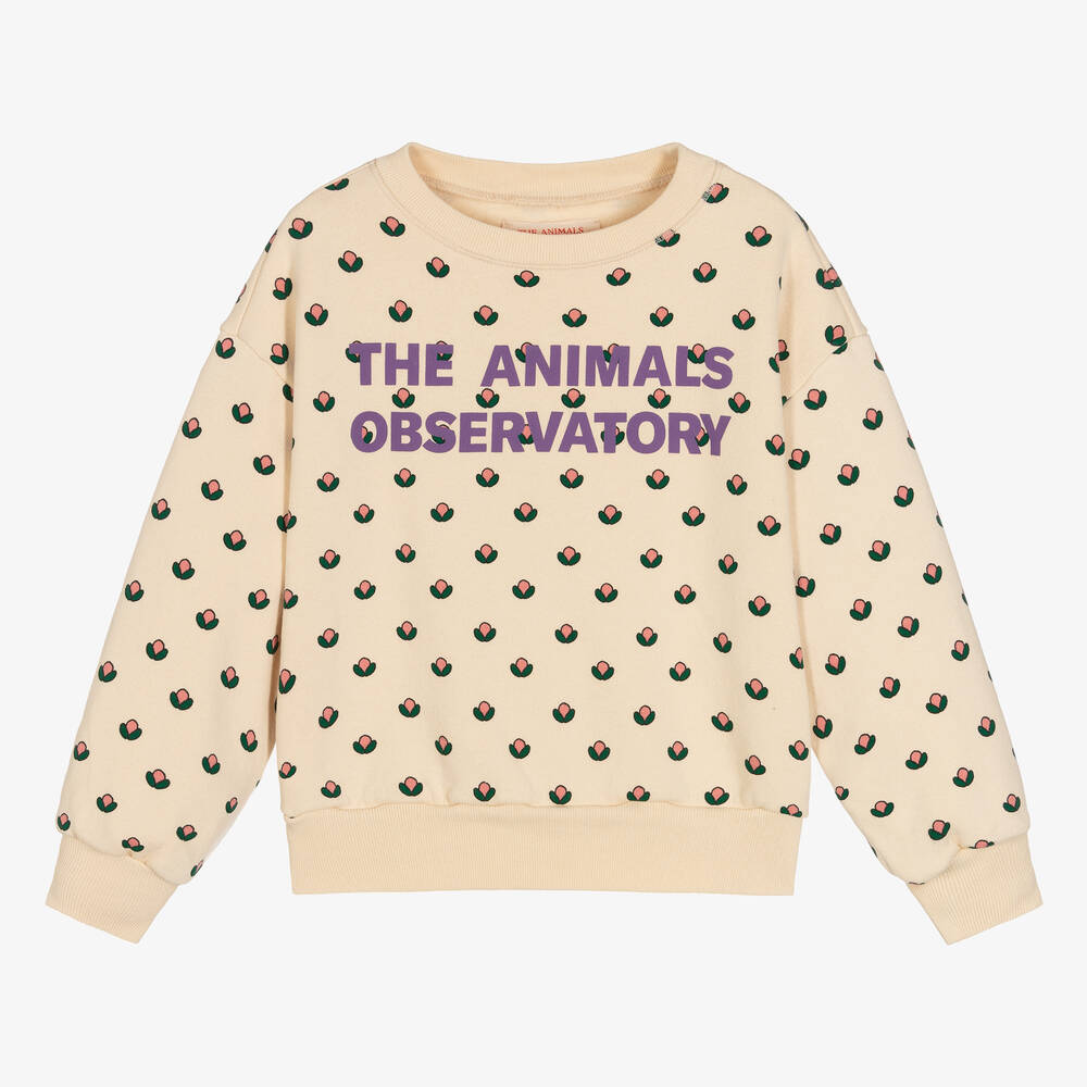 The Animals Observatory - Ivory Cotton Logo Sweatshirt | Childrensalon