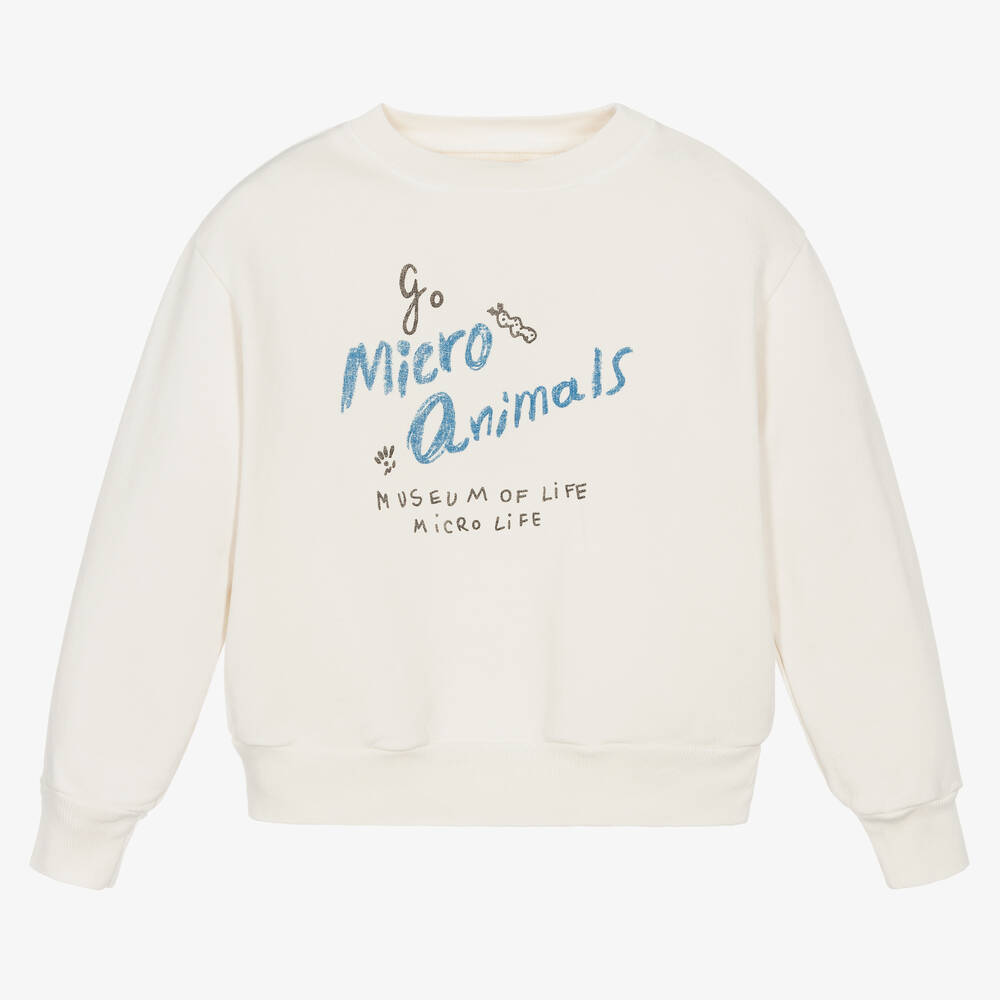 The Animals Observatory - Ivory Cotton Micro Animals Sweatshirt | Childrensalon