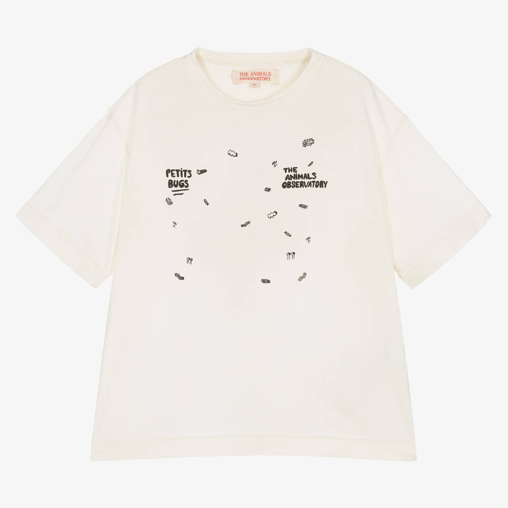 The Animals Observatory - Ivory Cotton Oversized Bug Print T-Shirt | Childrensalon