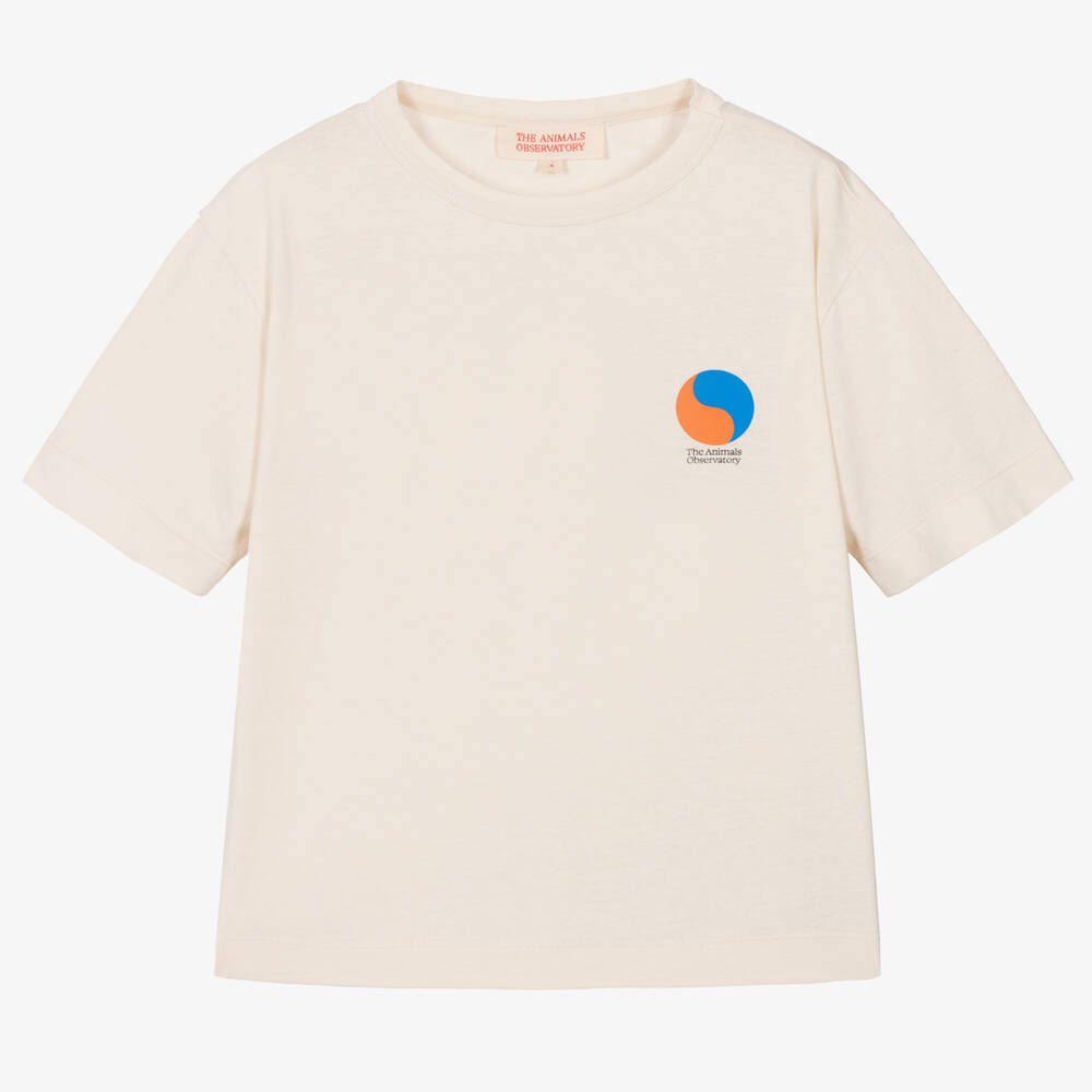 The Animals Observatory - T-shirt coton ivoire motif oversize | Childrensalon