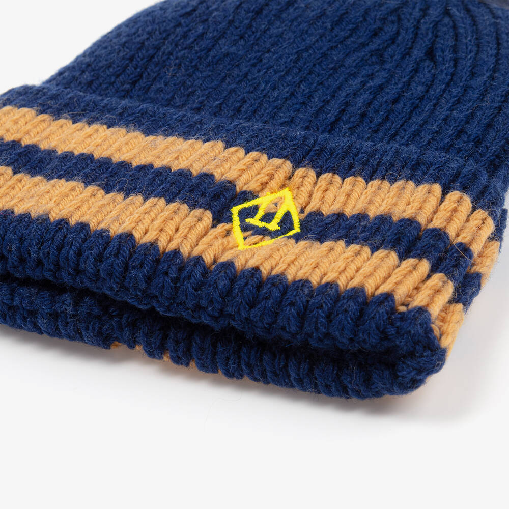 The Animals Observatory-قبعة بيني صوف محبوك لون كحلي | Childrensalon Outlet