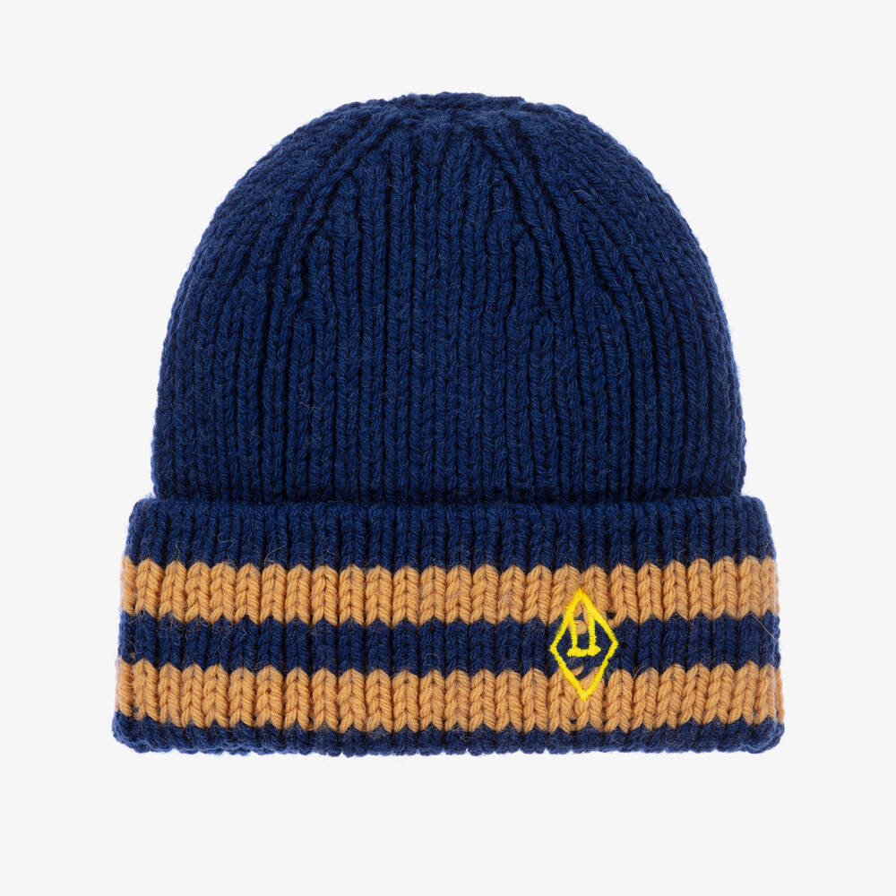 The Animals Observatory - Navy Blue Wool Knit Beanie Hat | Childrensalon