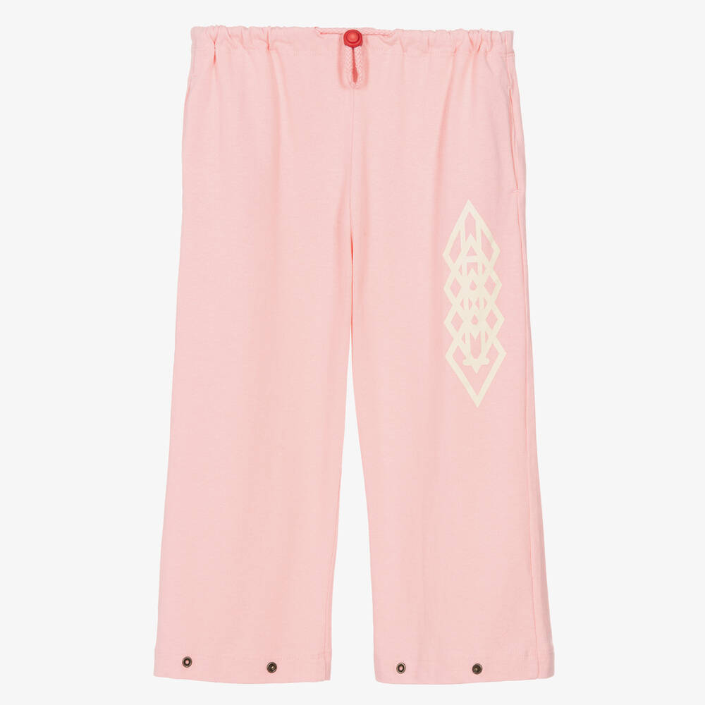 The Animals Observatory - Pale Pink Cotton Jersey Trousers | Childrensalon