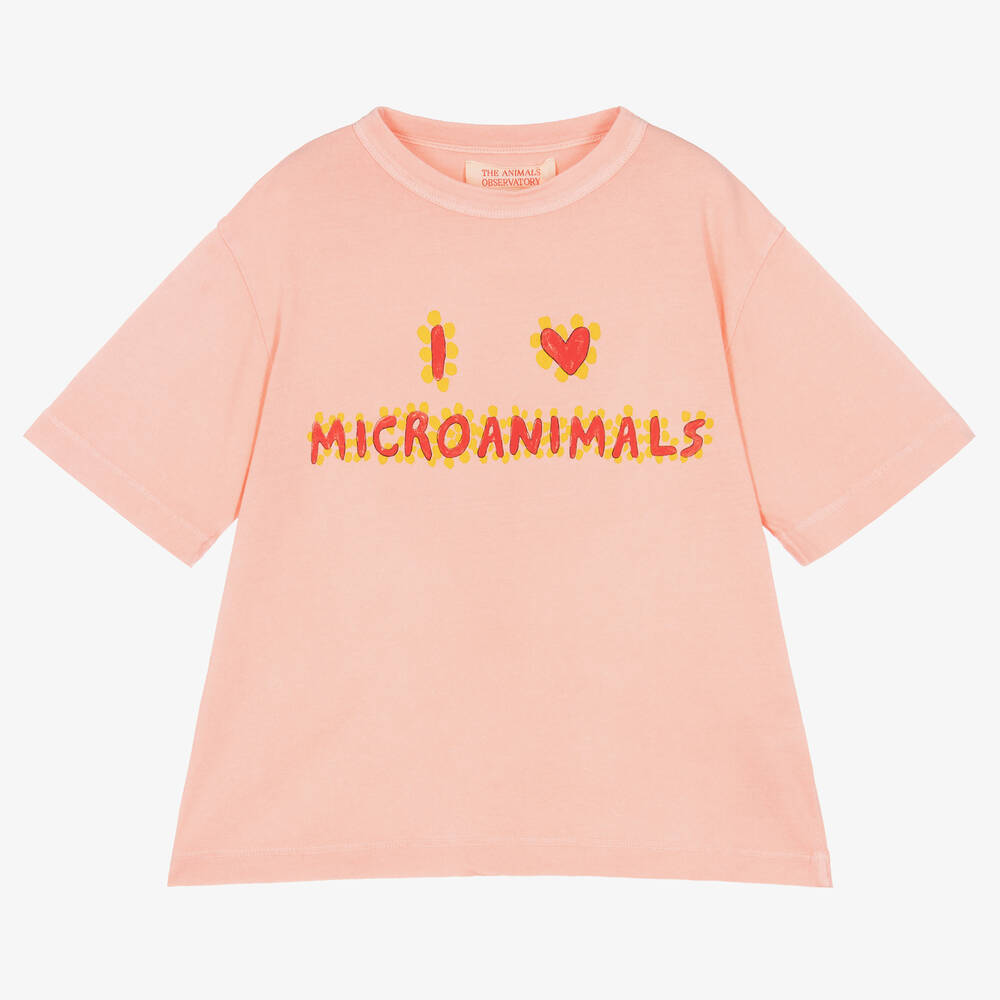 The Animals Observatory - Pink Cotton Animals Oversized T-Shirt | Childrensalon
