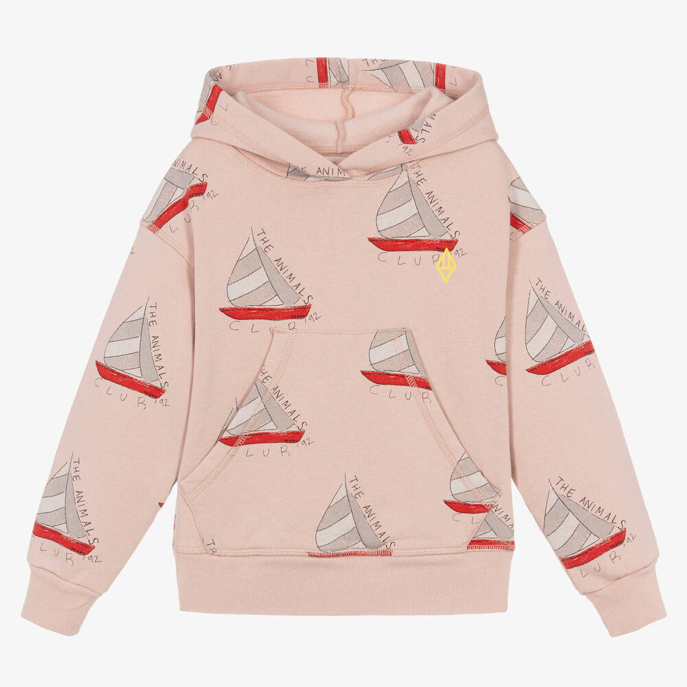 The Animals Observatory - Pink Cotton Sailing Boat Hoodie | Childrensalon
