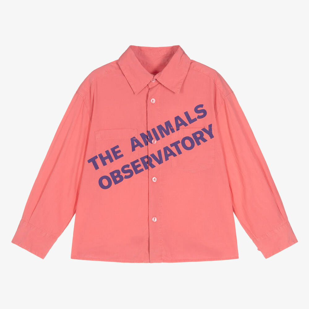 The Animals Observatory - Розовая рубашка из тенсела и хлопка | Childrensalon