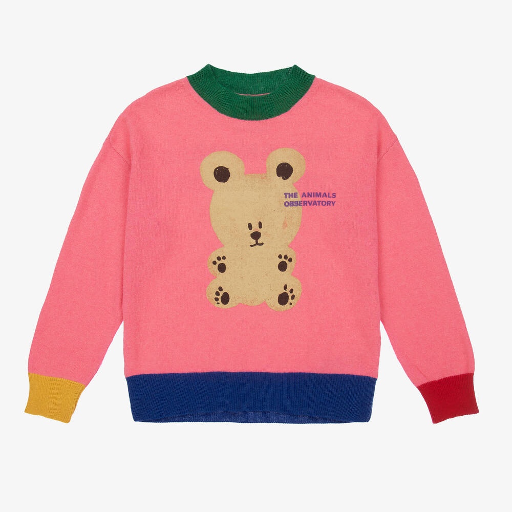 The Animals Observatory - Pull rose en laine et cachemire | Childrensalon