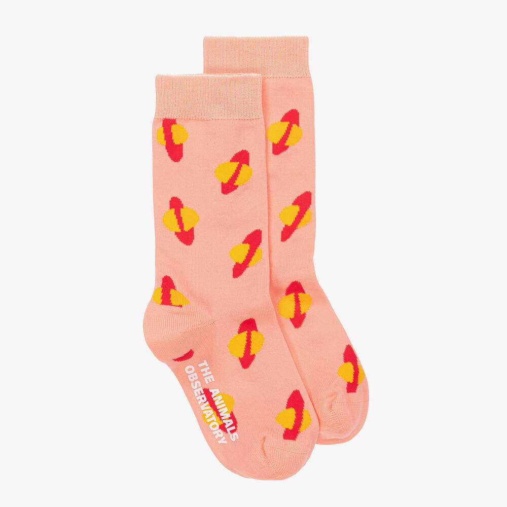The Animals Observatory-Pink & Yellow Planet Socks | Childrensalon Outlet