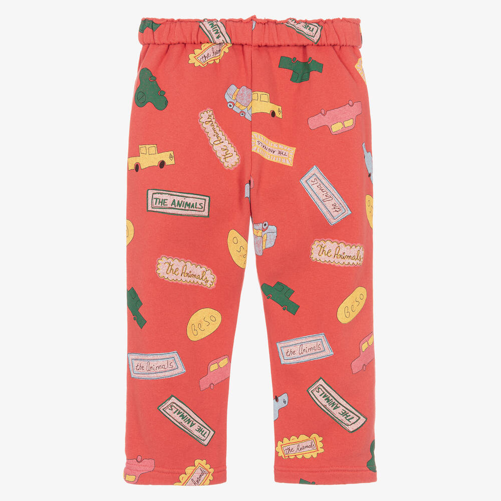 The Animals Observatory-Red Cotton Jersey Car Trousers | Childrensalon Outlet