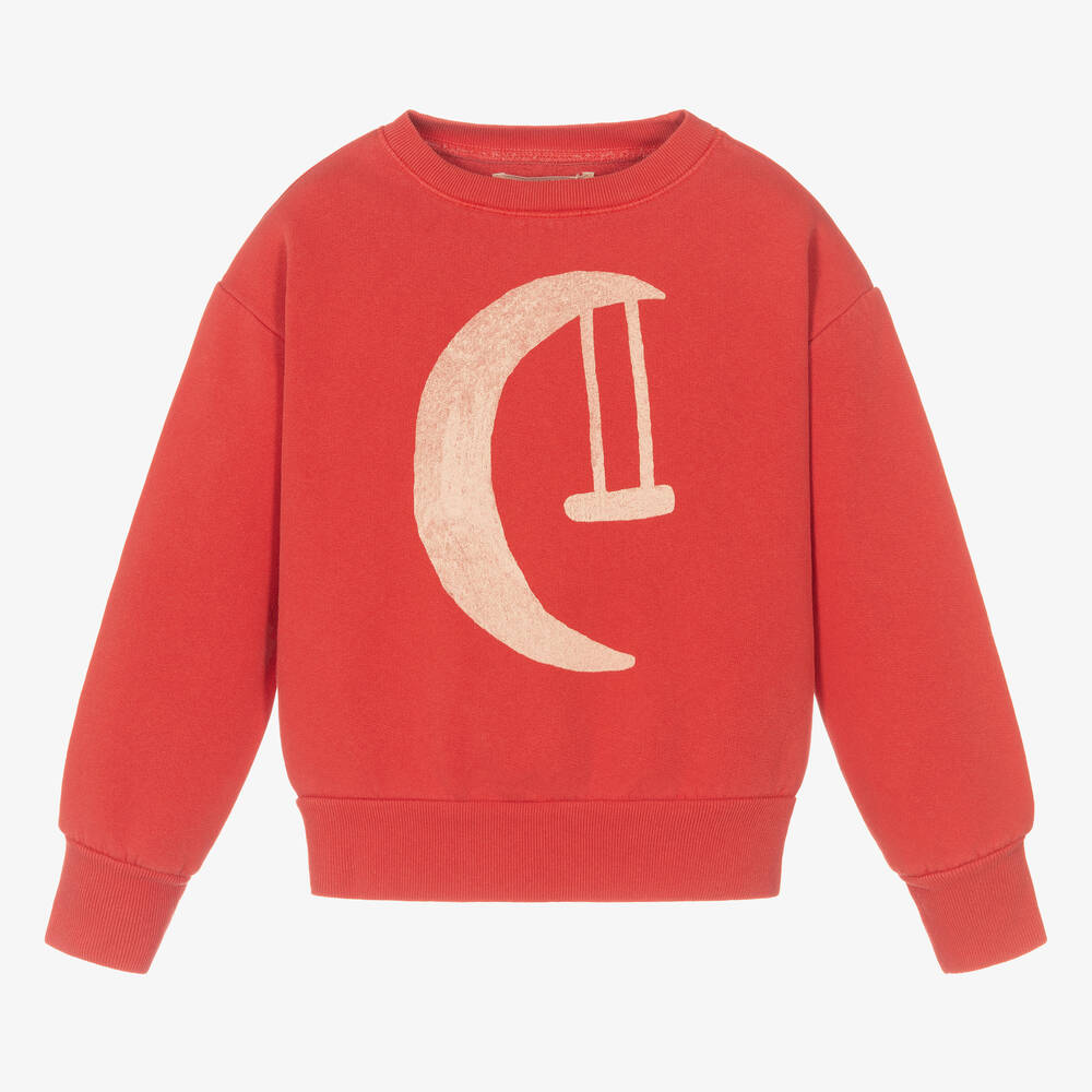 The Animals Observatory - Red Cotton Moon Sweatshirt | Childrensalon