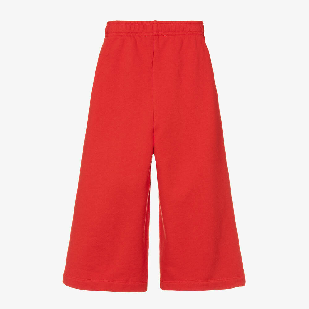 The Animals Observatory-Red Cotton Wide-Leg Joggers | Childrensalon Outlet