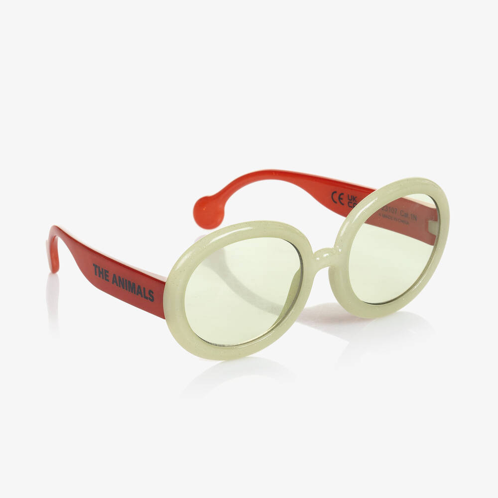 The Animals Observatory - Red & Ivory Round Frame Sunglasses | Childrensalon