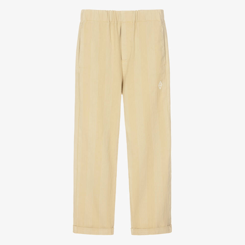 The Animals Observatory-Teen Beige Stripe Cotton Twill Trousers | Childrensalon Outlet