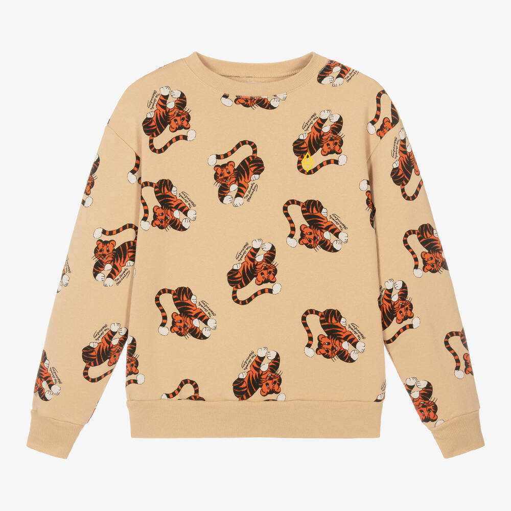 The Animals Observatory-Teen Beige Tiger Print Cotton Sweatshirt | Childrensalon Outlet