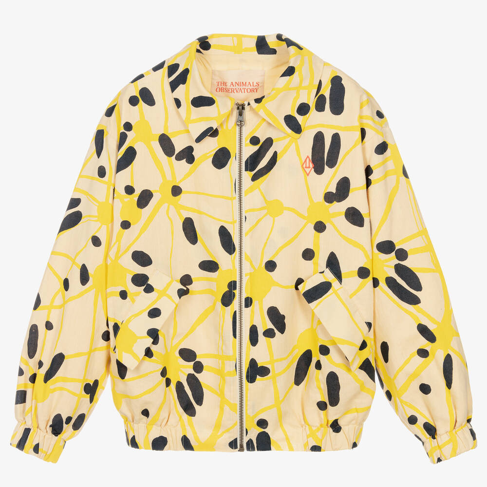 The Animals Observatory - Teen Beige & Yellow Patterned Linen Jacket | Childrensalon