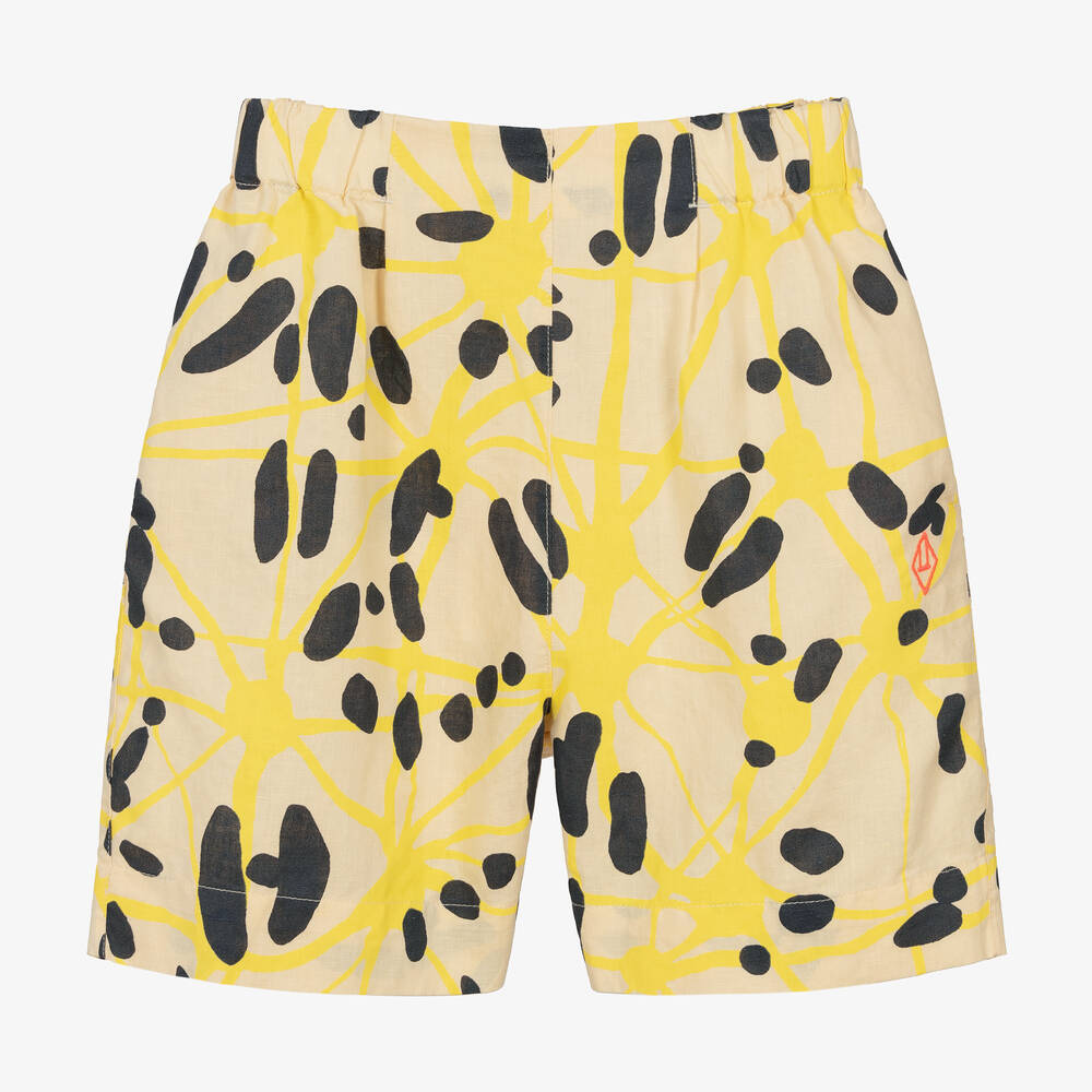 The Animals Observatory - Teen Beige & Yellow Patterned Linen Shorts | Childrensalon