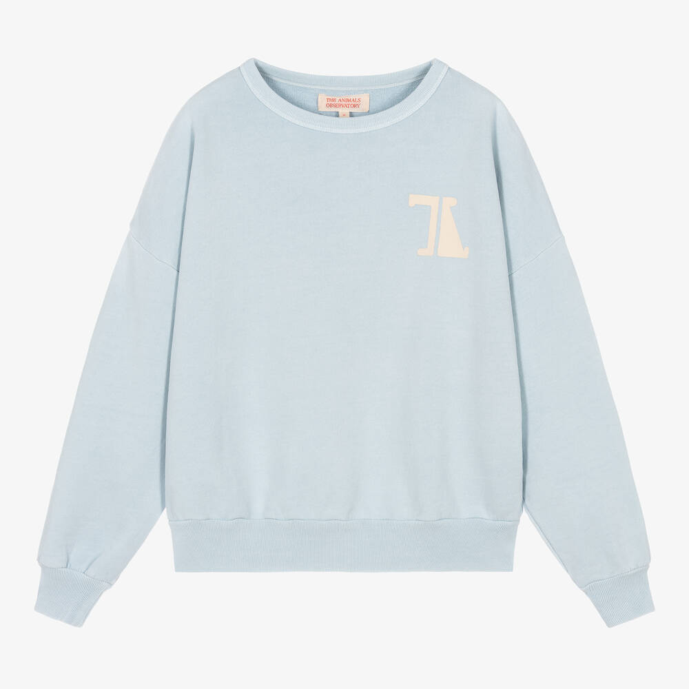 The Animals Observatory - Sweat oversize bleu en coton ado | Childrensalon