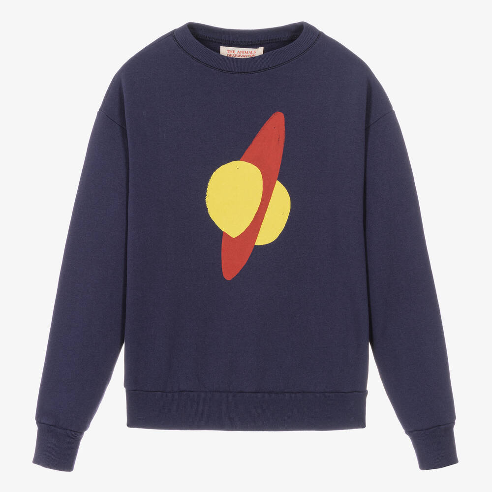 The Animals Observatory - Teen Blue Cotton Planet Sweatshirt | Childrensalon