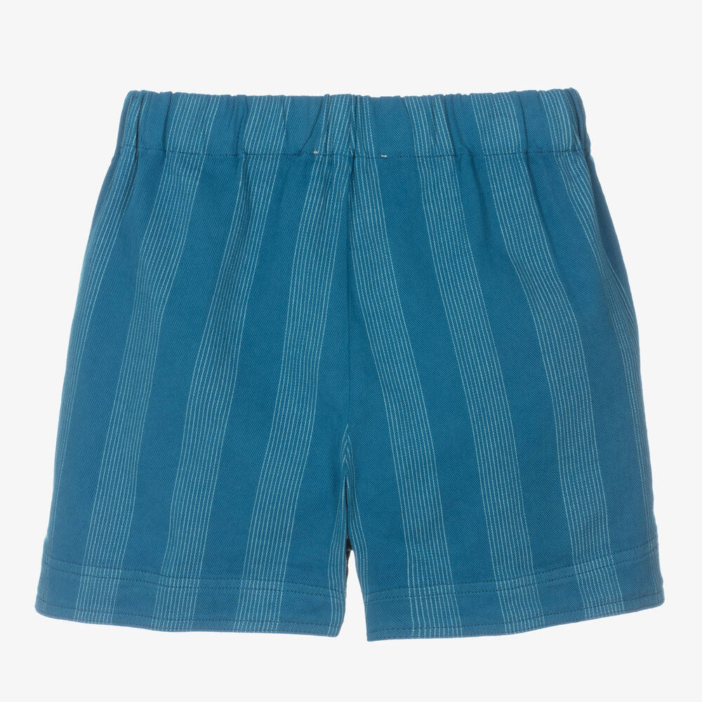 The Animals Observatory-Teen Blue Stripe Cotton Twill Shorts | Childrensalon Outlet