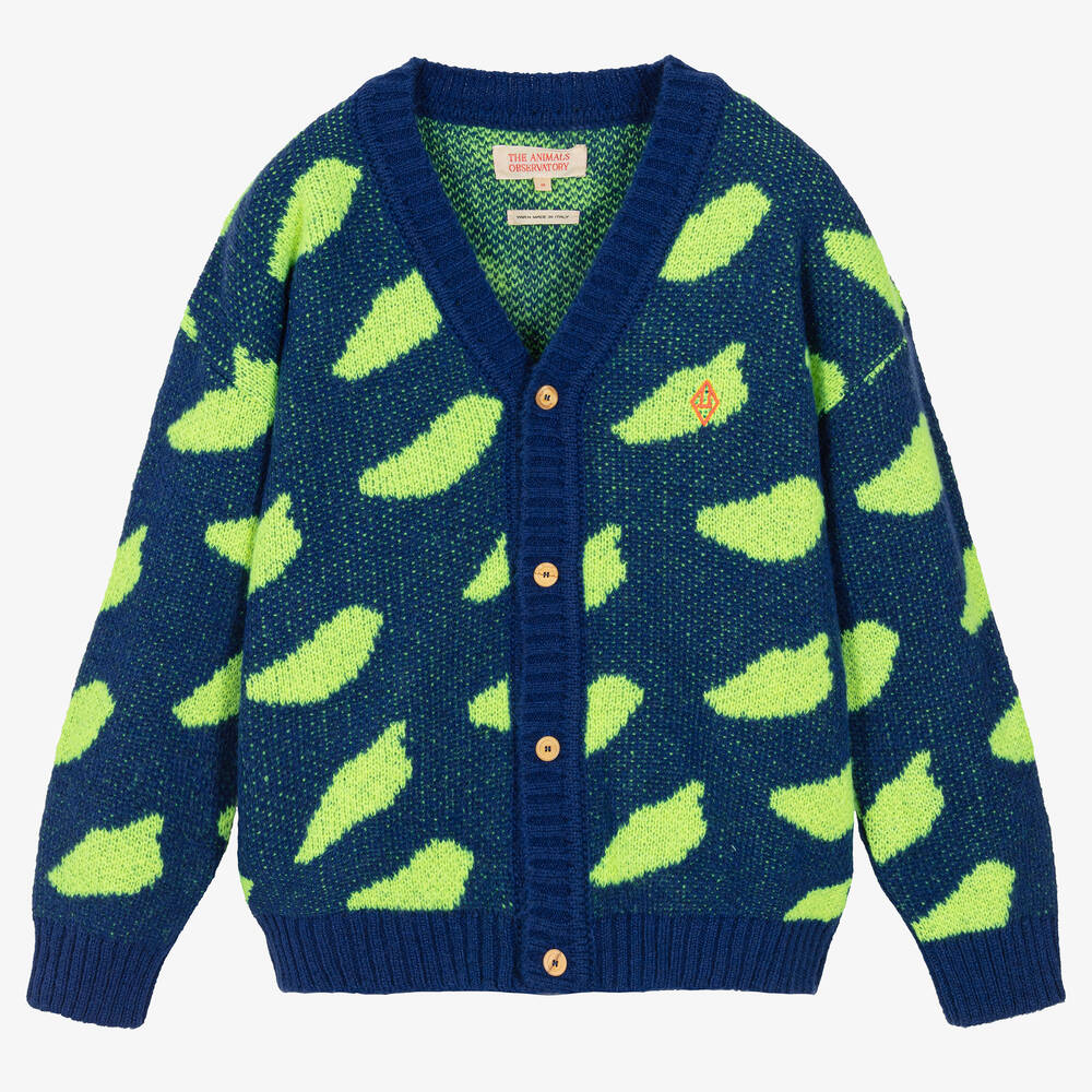 The Animals Observatory - Teen Blue & Yellow Knitted Cardigan | Childrensalon