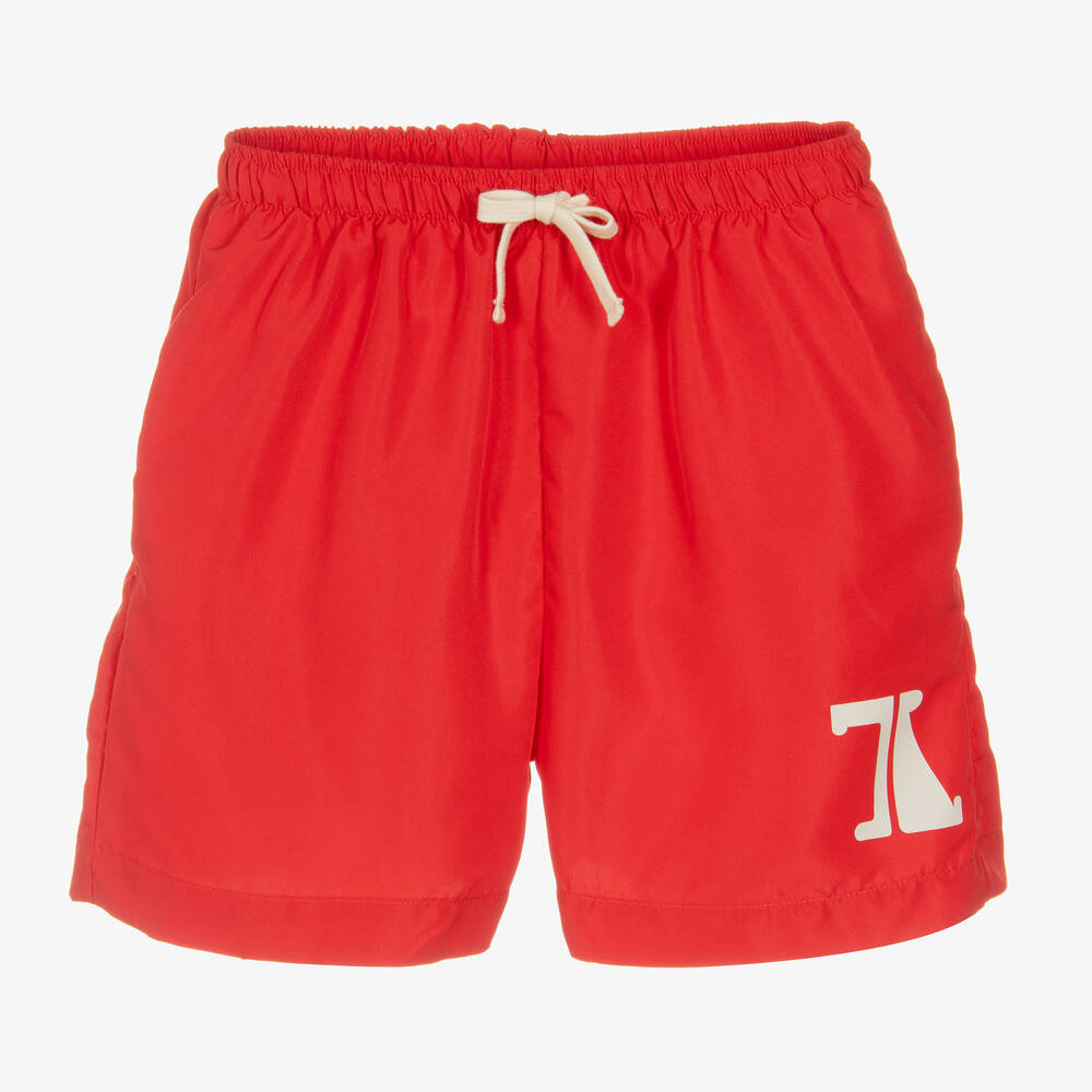 The Animals Observatory - Teen Boys Red Logo Swim Shorts | Childrensalon