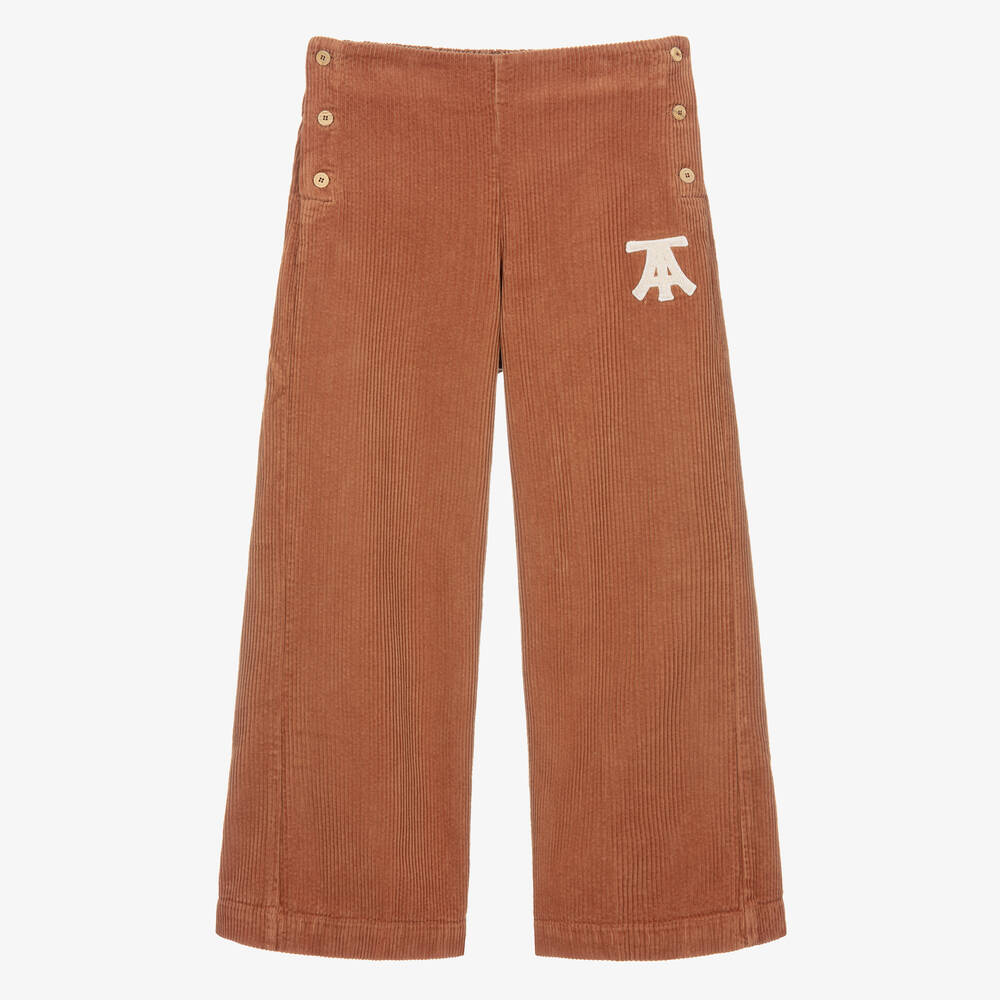 The Animals Observatory - Широкие коричневые брюки из вельвета | Childrensalon