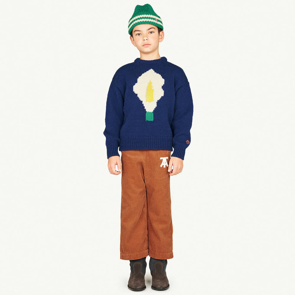 The Animals Observatory-بلوفر صوف نمط إنتارسيا لون أزرق | Childrensalon Outlet