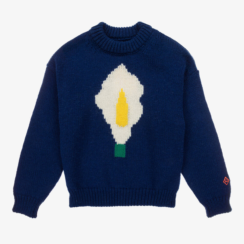 The Animals Observatory - Pull bleu cobalt en laine intarsia | Childrensalon