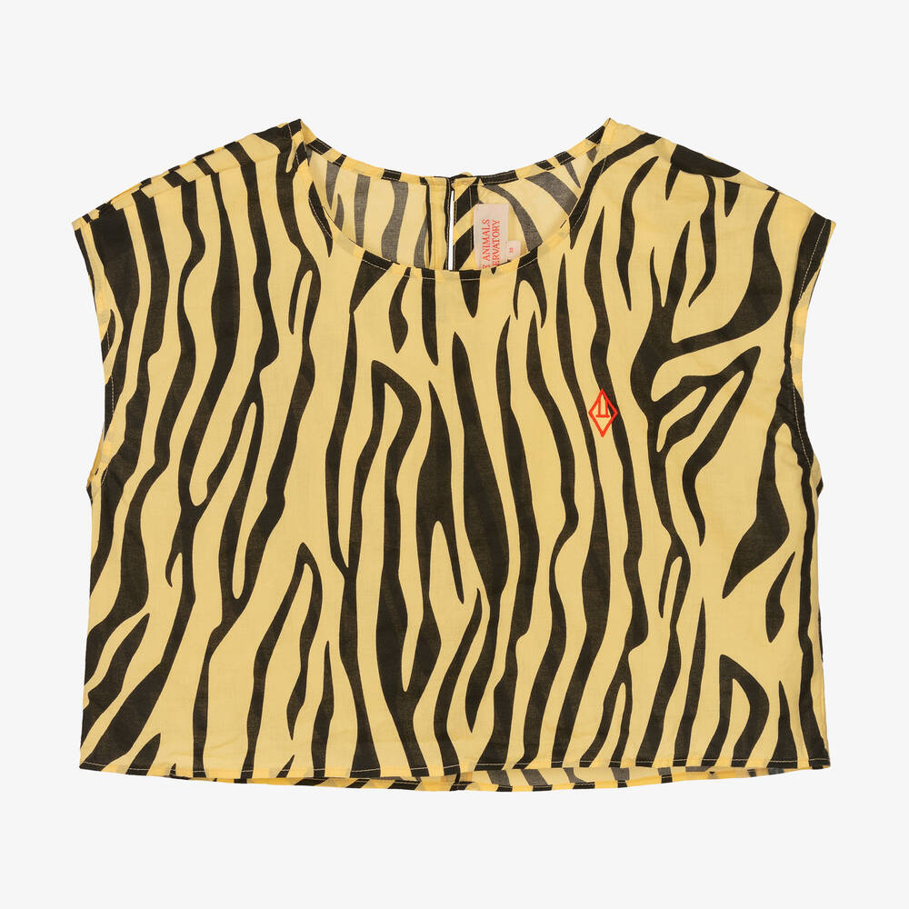 The Animals Observatory - Teen Girls Black & Yellow Zebra Print Top | Childrensalon