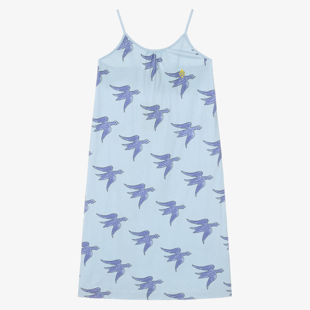 The Animals Observatory - Teen Girls Blue Bird Cotton Dress | Childrensalon