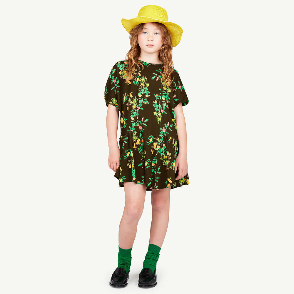 The Animals Observatory - Girls Yellow Cotton Fruit Dress