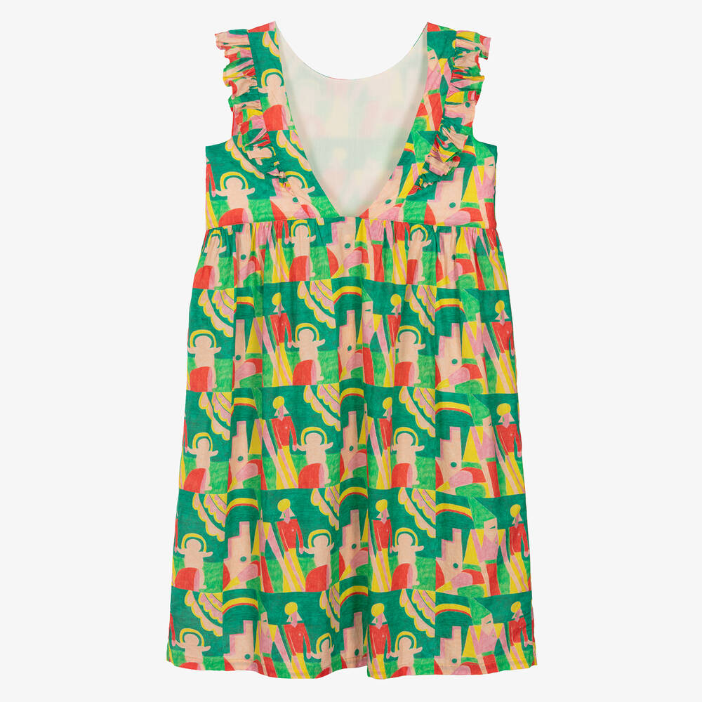 The Animals Observatory-Teen Girls Green Cotton Dress | Childrensalon Outlet