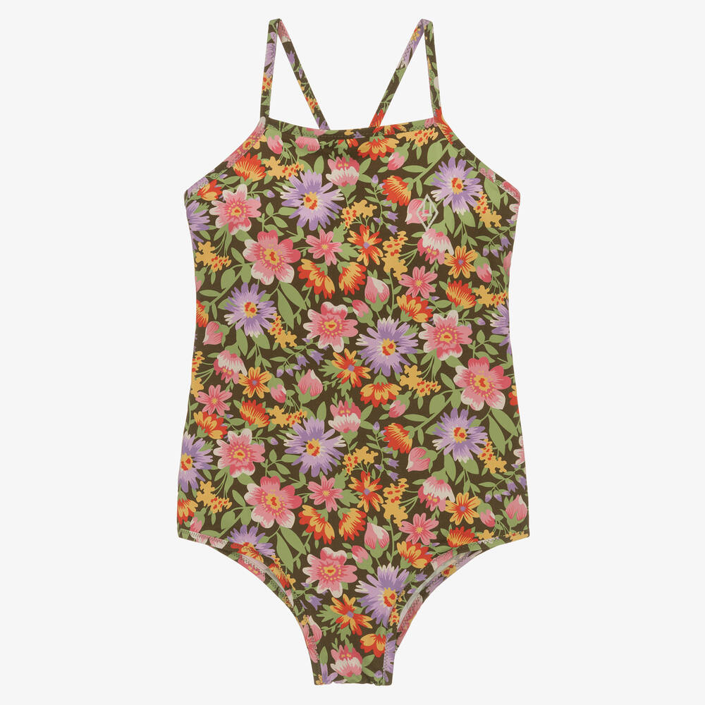 The Animals Observatory - Maillot de bain vert rose à fleurs | Childrensalon