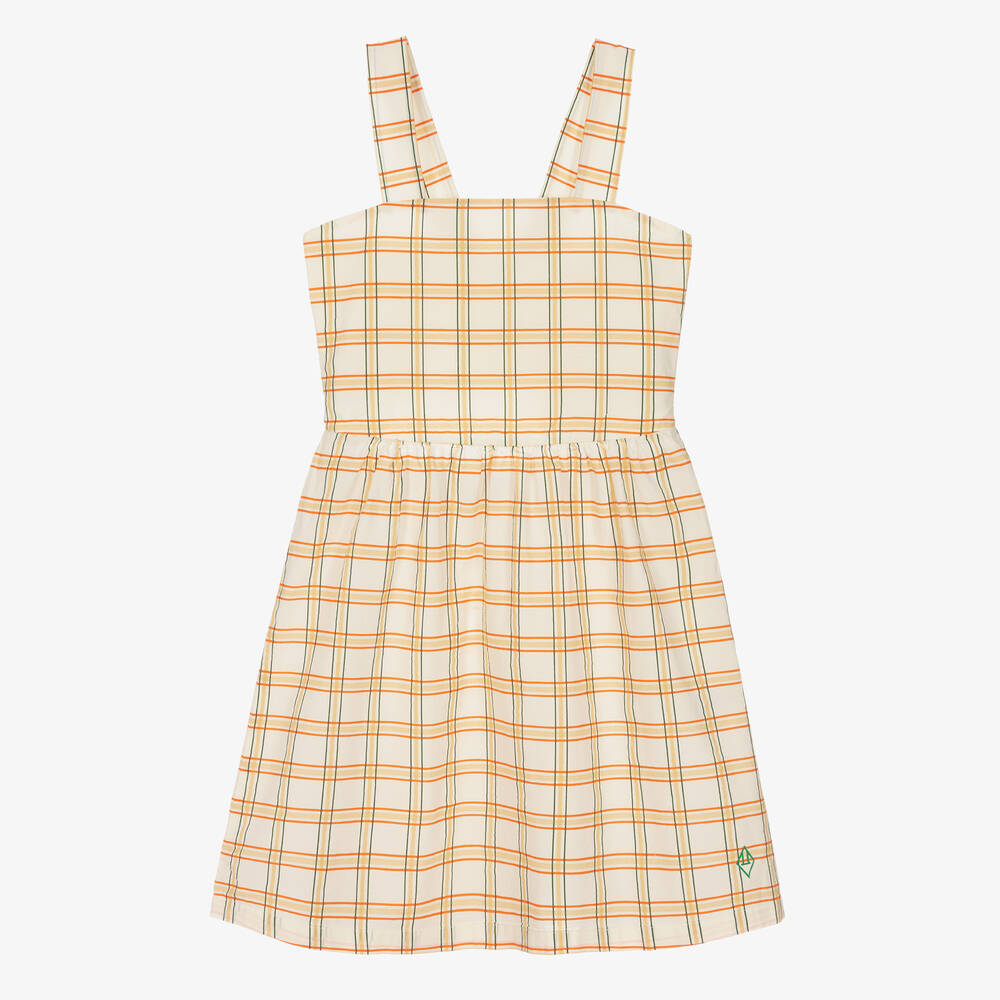 The Animals Observatory - Teen Girls Ivory & Orange Check Dress | Childrensalon