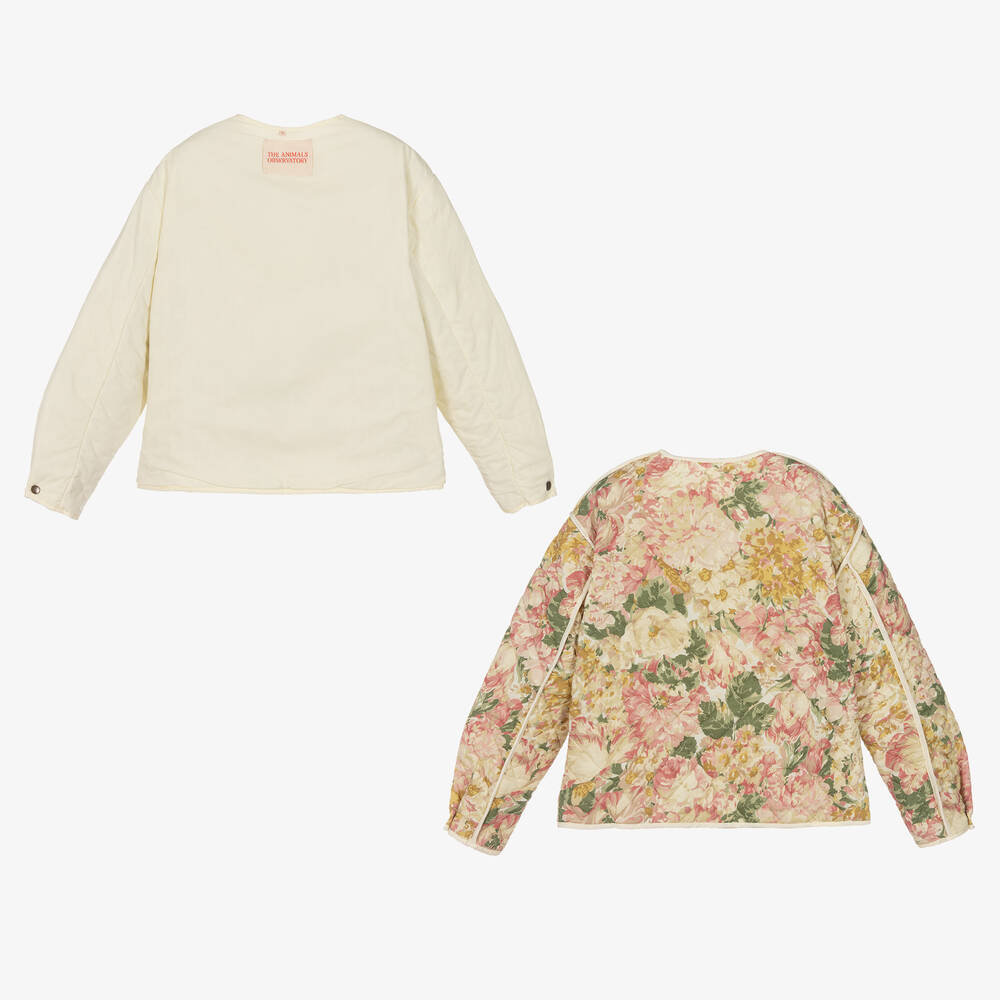 The Animals Observatory-جاكيت بوجهين تينز بناتي قطن لون عاجي وزهري | Childrensalon Outlet