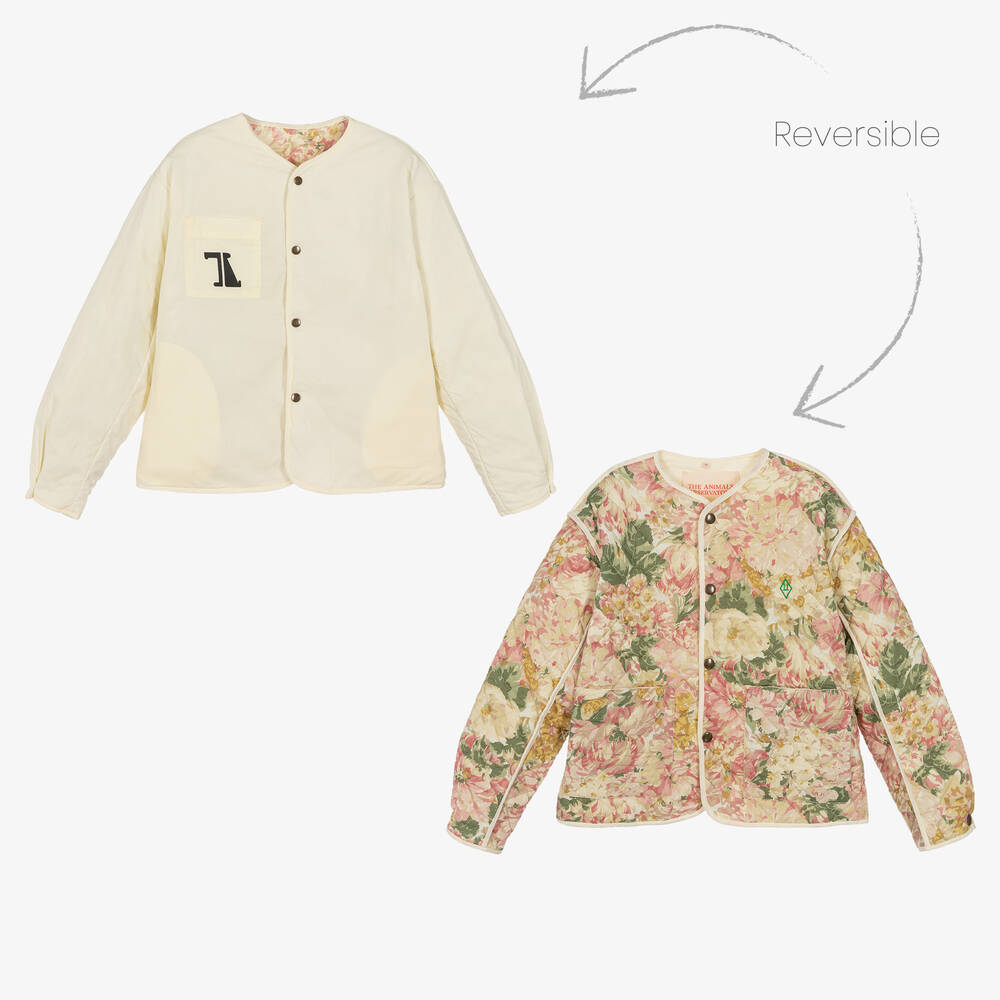 The Animals Observatory - Teen Wendejacke in Elfenbein & Rosa | Childrensalon