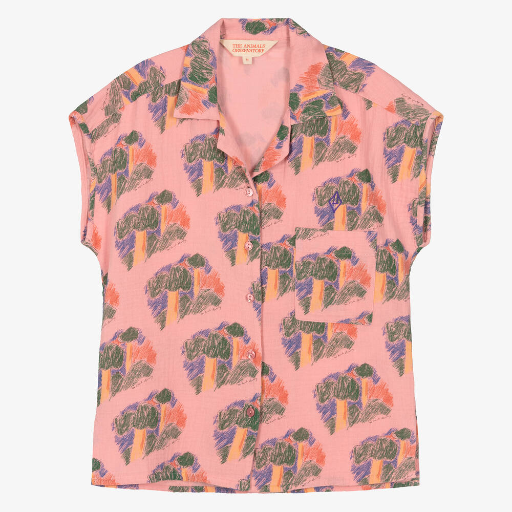 The Animals Observatory - Розовая хлопковая рубашка | Childrensalon