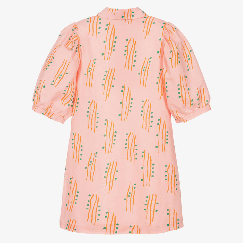 The Animals Observatory-فستان تينز بناتي قطن وكتان لون زهري | Childrensalon Outlet