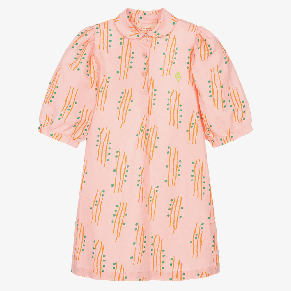 The Animals Observatory - Teen Girls Pink Linen & Cotton Dress | Childrensalon