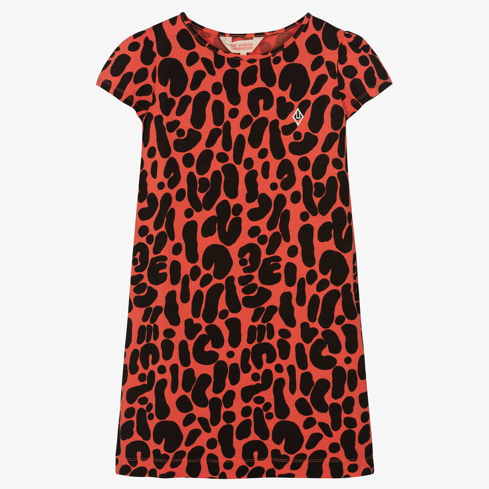 The Animals Observatory - Teen Girls Red & Black Abstract Cotton Dress | Childrensalon
