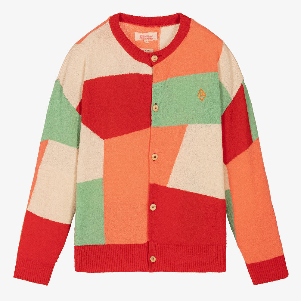The Animals Observatory - Teen Girls Red Cotton Abstract Cardigan | Childrensalon