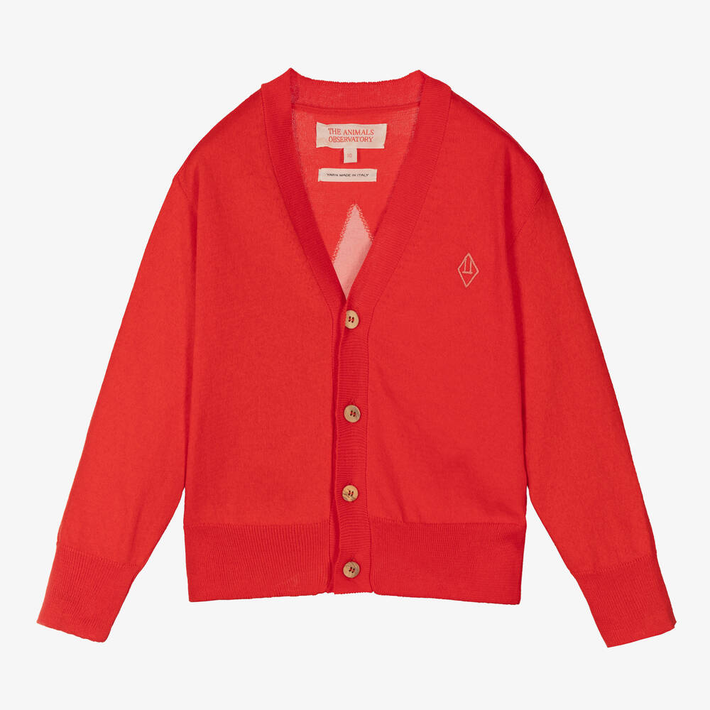 The Animals Observatory - Teen Girls Red Cotton Cardigan  | Childrensalon